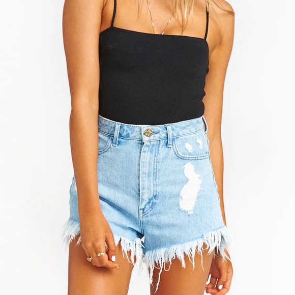 Show Me Your MuMu Pants - NWT Show Me Your Mumu Houston High Waisted Jean Denim Shorts 32